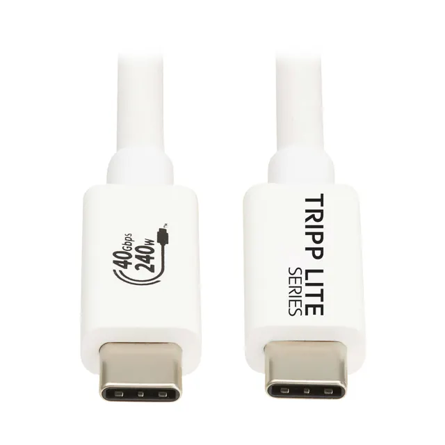 Tripp Lite series USB4 40Gbps Cable (M/M) - USB-C, 8K 60 Hz, 240W PD Charging, White, 1 m (3.3 ft.)