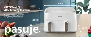 Stworzony
dla Twojej kuchni
Najlepszy rodzinny airfryer
o pojemnej pojemności 9L
pasuje