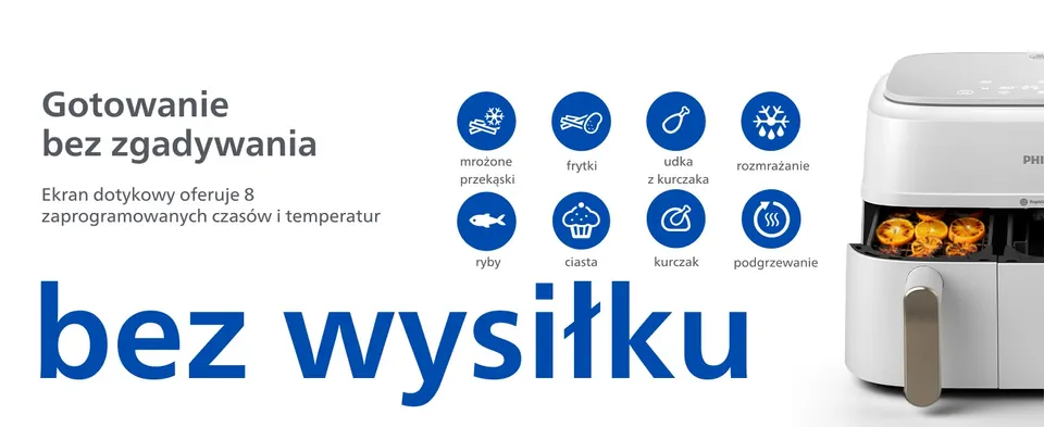 Gotowanie
bez zgadywania
Ekran dotykowy oferuje 8 zaprogramowanych czasów i temperatur
bez wysiłku