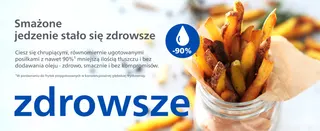 Smażone
jedzenie stało się zdrowsze
Ciesz się chrupiącymi, równomiernie ugotowanymi posiłkami z nawet 90%¹ mniejszą ilością tłuszczu i bez dodawania oleju - zdrowo, smacznie i bez kompromisów.
¹W porównaniu do frytek przygotowanych w konwencjonalnej głębokiej frytkownicy.
zdrowsze