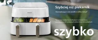Szybciej
niż piekarnik
Oszczędzające czas posiłki w kilka minut²
szybko
²Test przeprowadzony z kiełbaskami w lewym koszu
w porównaniu do tradycyjnych piekarników konwekcyjnych.