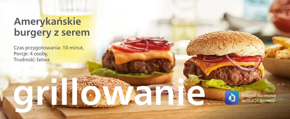 Amerykańskie
burgery z serem
Czas przygotowania: 10 minut,
Porcje: 4 osoby,
Trudność: łatwa
grillowanie