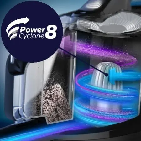 Technologia PowerCyclone 8 dłużej utrzymuje najwyższą moc ssania